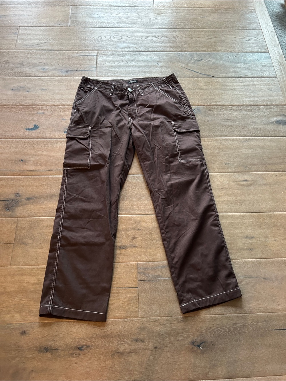 True Religion Men's Brown Cargo Pants with Utility Pockets